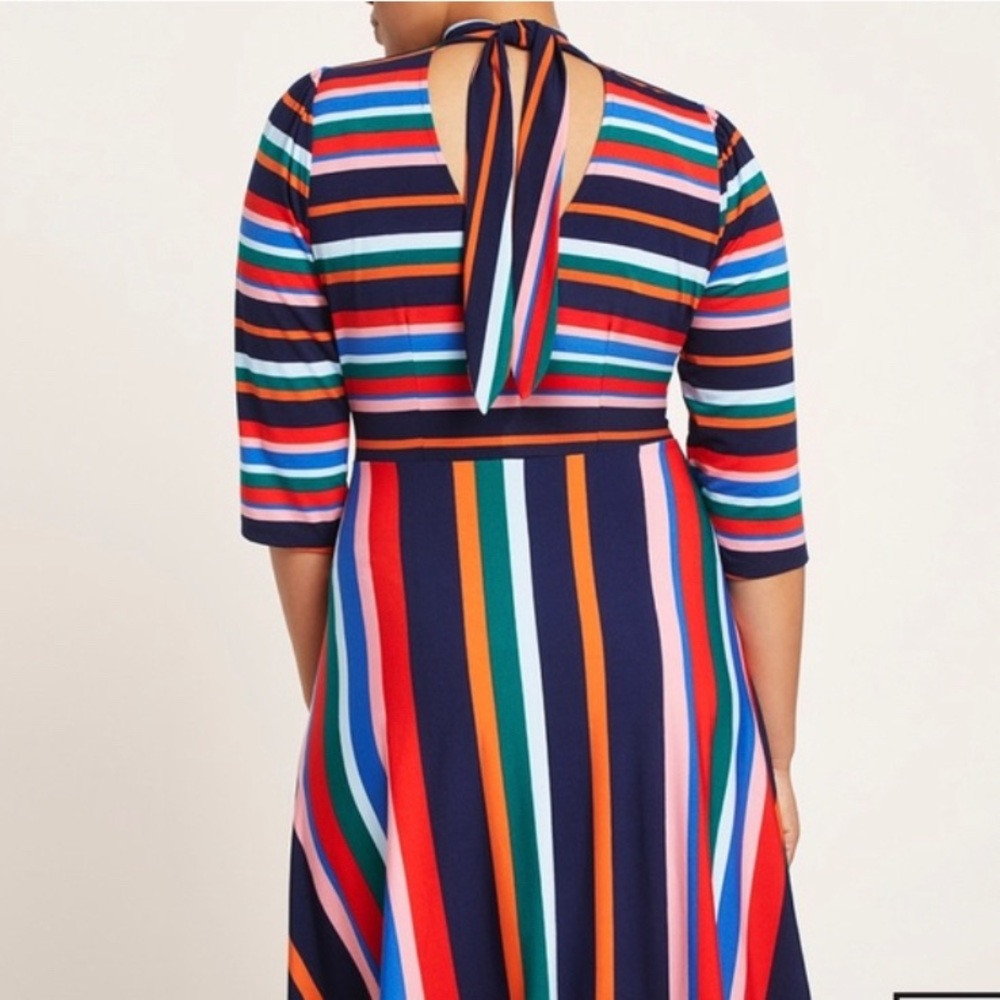Eloquii Fit and Flare Opposing Stripes Dress -NWT! - Picture 6 of 8